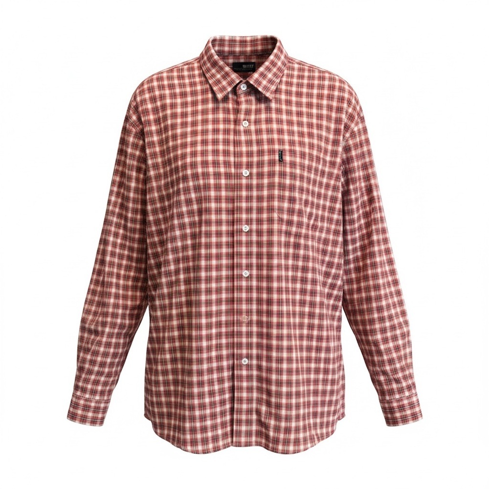 BKE 67 Men’s 2XL Plaid Button Up Shirt Red White Casual Long Sleeve
